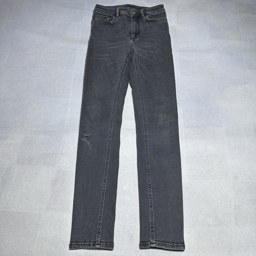 Acne Studios Bla Konst Peg Jeans Womens 23x28 Washed Black Stretch Made In Italy